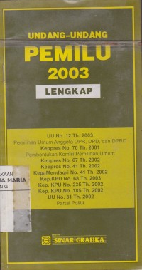 Image of Undang-undang Pemilu 2003 Lengkap